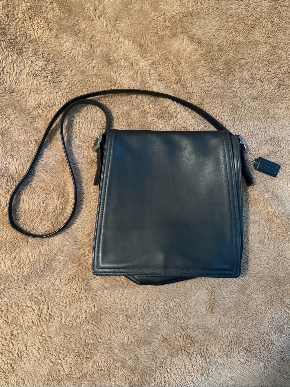 Coach Vintage Black Leather Crossbody Bag with Shoulder Strap